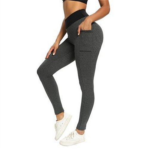 

Women's Yoga Pants Scrunch Butt Side Pockets Ruched Butt Lifting Tummy Control Butt Lift High Waist Yoga Fitness Gym Workout Cropped Leggings Bottoms Black Green Rosy Pink Sports Activewear Stretchy