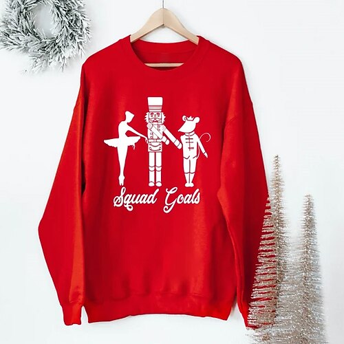 

Nutcracker Kids Girls' Sweatshirt Cartoon Outdoor 3D Print Long Sleeve Crewneck Fashion 3-12 Years Winter Red
