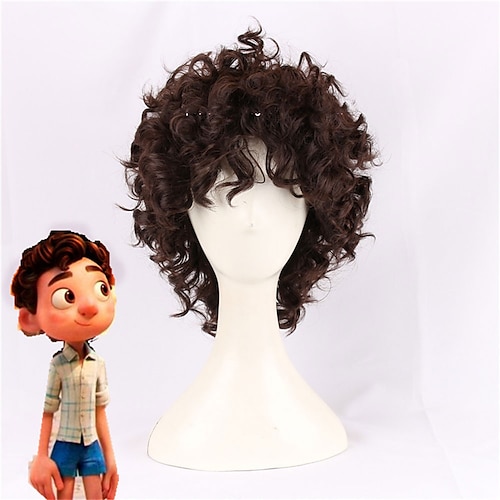 

Luca Curly Short Dark Brown Cosplay Wigs Heat Resistant Synthetic Hair Wig