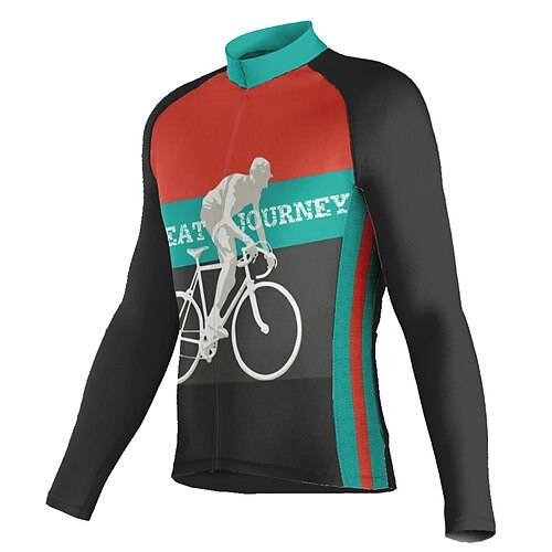 

21Grams Men's Cycling Jersey Long Sleeve Bike Top with 3 Rear Pockets Mountain Bike MTB Road Bike Cycling Breathable Quick Dry Moisture Wicking Reflective Strips Red Graphic Polyester Spandex Sports