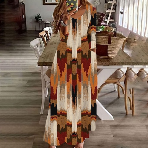

Women's Casual Dress T Shirt Dress Tee Dress Maxi long Dress Black Blue Purple Orange Long Sleeve Tie Dye Pocket Fall Winter V Neck Casual 2022 XS S M L XL XXL 3XL 4XL 5XL 6XL / Cotton