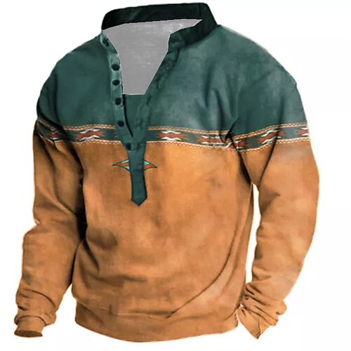 

Men's Unisex Sweatshirt Pullover Button Up Hoodie Color Block Graphic Prints Print Casual Daily Sports 3D Print Streetwear Designer Casual Clothing Apparel Hoodies Sweatshirts Long Sleeve Green Blue