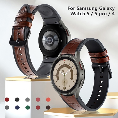 

1 pcs Smart Watch Band for Samsung Galaxy Watch 5 40/44MM Watch 5 Pro 45MM Watch 4 Classic 42/46mm Watch 4 40/44mm 20mm Silicone PU Leather Smartwatch Strap Multilayer Adjustable Breathable Sport Band