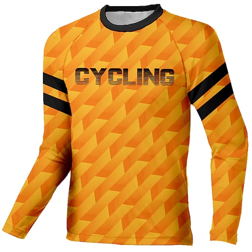 

Men's Downhill Jersey Long Sleeve Orange Bike Quick Dry Sports Geometic Clothing Apparel / Stretchy