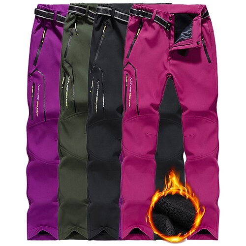 

Women's Hiking Pants Trousers Fleece Lined Pants Softshell Pants Winter Outdoor Thermal Warm Windproof Breathable Water Resistant Pants / Trousers Bottoms Zipper Pocket Black Purple Hunting Fishing