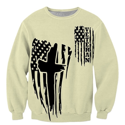 

Men's Unisex Sweatshirt Pullover Yellow White Crew Neck Graphic Prints National Flag Print Daily Sports Holiday 3D Print Streetwear Designer Casual Spring & Fall Clothing Apparel Hoodies Sweatshirts