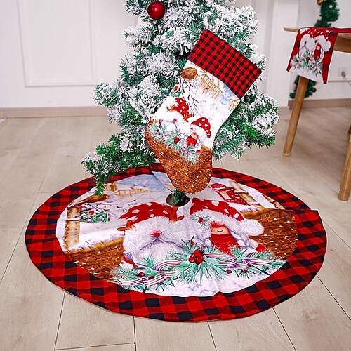 

Christmas Tree Skirt Christmas Chair Cover Table Runner Placemats Apron Set for Christmas Table Decoration