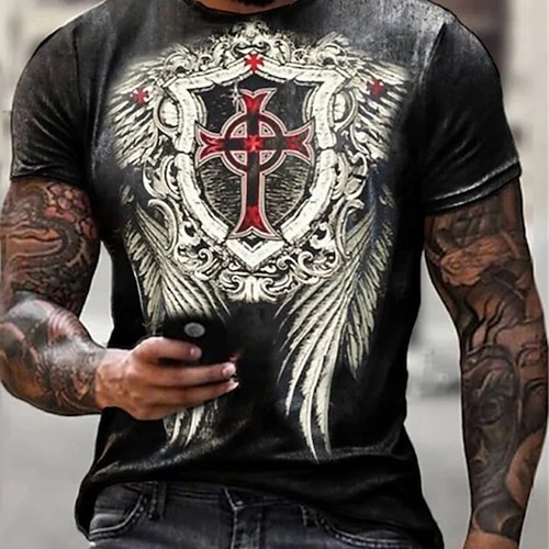 

Men's Unisex T shirt Tee Graphic Prints Cross Crew Neck Black 3D Print Outdoor Street Short Sleeve Print Clothing Apparel Sports Designer Casual Big and Tall / Summer / Summer
