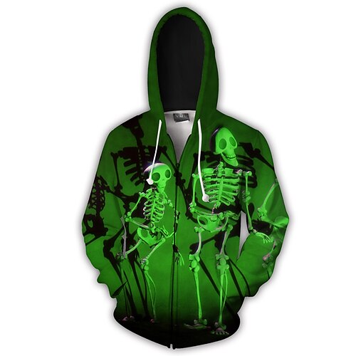 

Inspired by The Nightmare Before Christmas Halloween Skeleton / Skull Death Sally Cartoon Manga Outerwear Anime Front Pocket Graphic Outerwear For Men's Women's Unisex Adults' 3D Print 100% Polyester