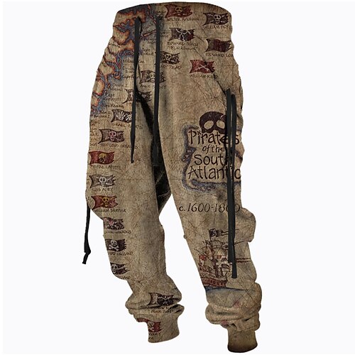 

Men's Sweatpants Joggers Trousers Drawstring Elastic Waist Ribbon Graphic Prints Comfort Breathable Sports Outdoor Casual Daily Cotton Blend Terry Streetwear Designer Brown Micro-elastic / Elasticity