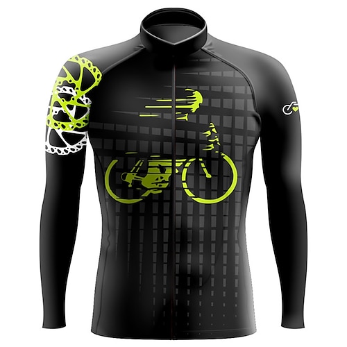 

21Grams Men's Cycling Jersey Long Sleeve Bike Top with 3 Rear Pockets Mountain Bike MTB Road Bike Cycling Breathable Quick Dry Moisture Wicking Reflective Strips Black Gear Polyester Spandex Sports