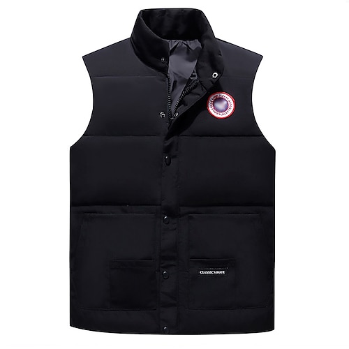 

Men's Puffer Vest Winter Jacket Winter Coat Parka Warm Work Daily Wear Pure Color Outerwear Clothing Apparel Casual Casual Daily Black Red White
