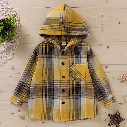 

Kids Boys Shirt Plaid Daily Long Sleeve Daily Cotton 2-8 Years Fall Yellow