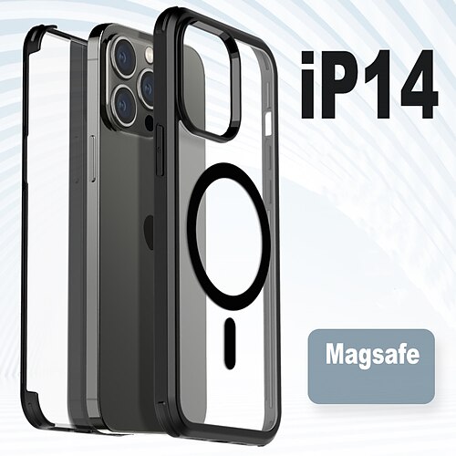 

Phone Case For Apple Full Body Case Clear Case iPhone 14 Pro Max iPhone 14 Pro iPhone 14 Plus iPhone 14 Portable Full Body Protective Clear Solid Colored TPU Tempered Glass