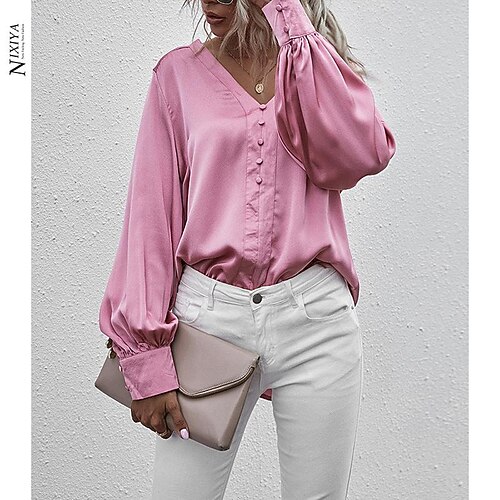 

top women's design sense temperament elegant drape v-neck long-sleeved chiffon shirt spring