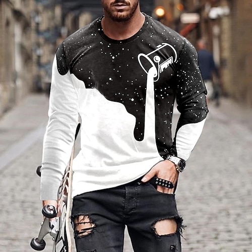 

Men's Unisex T shirt Tee Galaxy Graphic Prints Crew Neck Blue Purple White 3D Print Outdoor Street Long Sleeve Print Clothing Apparel Basic Sports Designer Casual