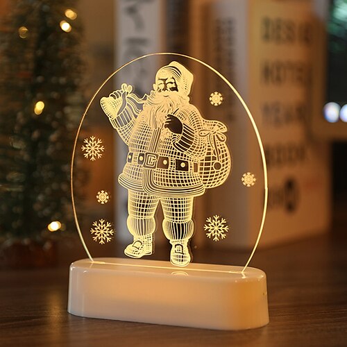 

Christmas Lights Santa Claus 3D Night Lamp Acrylic Christmas Decoration for Home Kids Gift Xmas USB Battery Powerd Night Light Creative
