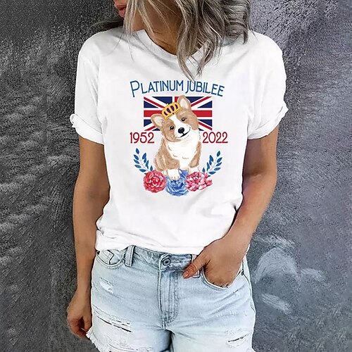 

Women's T shirt Tee Green Pink Yellow Graphic Letter Print Short Sleeve Daily Holiday Basic Round Neck Regular 100% Cotton Painting S