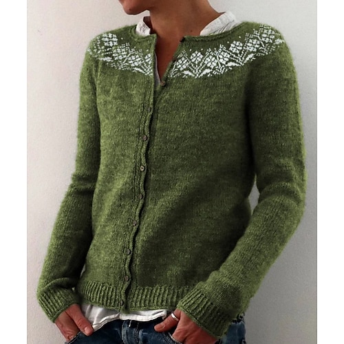 

Women's Cardigan Sweater Jumper Crochet Knit Cropped Knitted Floral Open Front Casual Daily Holiday Fall Winter Green S M L / Long Sleeve