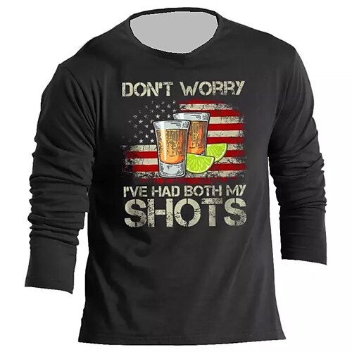 

Men's Unisex T shirt Tee Graphic Prints Drink National Flag Crew Neck Army Green Dark Gray Navy Blue Black 3D Print Outdoor Street Long Sleeve Print Clothing Apparel Basic Sports Designer Casual