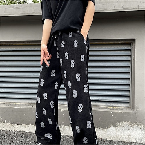 

Men's Corduroy Pants Trousers Winter Pants Drawstring Elastic Waist Straight Leg Graphic Prints Comfort Warm Casual Daily Streetwear Corduroy Sports Fashion Pink Black Micro-elastic / Elasticity