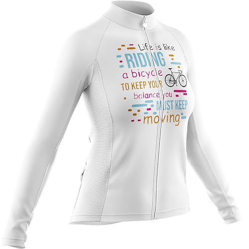 

Women's Cycling Jersey Long Sleeve Bike Jersey with 3 Rear Pockets Mountain Bike MTB Road Bike Cycling Cycling Breathable Ultraviolet Resistant Quick Dry White Polyester Sports Clothing Apparel