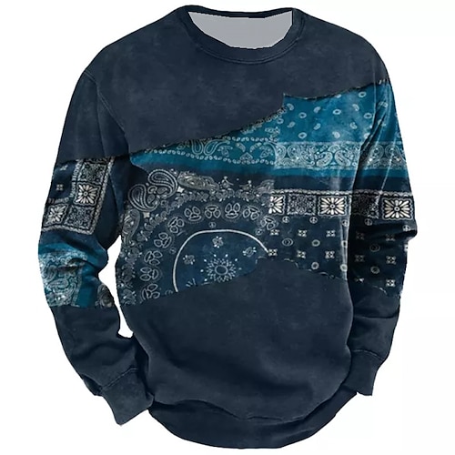 

Men's Unisex Sweatshirt Pullover Navy Blue Crew Neck Tribal Graphic Prints Print Daily Sports Holiday 3D Print Streetwear Designer Casual Spring & Fall Clothing Apparel Hoodies Sweatshirts Long