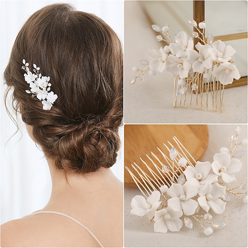 

1PC Women's Girls' Hair Combs Hairpin Comb For Wedding Leaf Bride Wedding Hair Vine Silver Rhinestone Bridal Hairpieces Crystal Headpiece Hair Accessories for Women and Girls