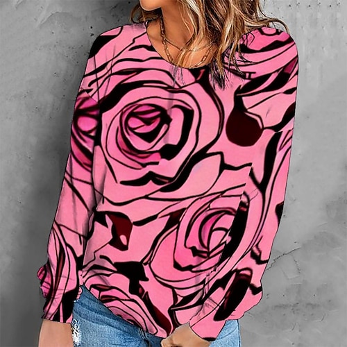

Women's Sweatshirt Pullover Retro Pink Graphic Geometric Tie Dye Casual Round Neck Long Sleeve S M L XL 2XL 3XL / Winter