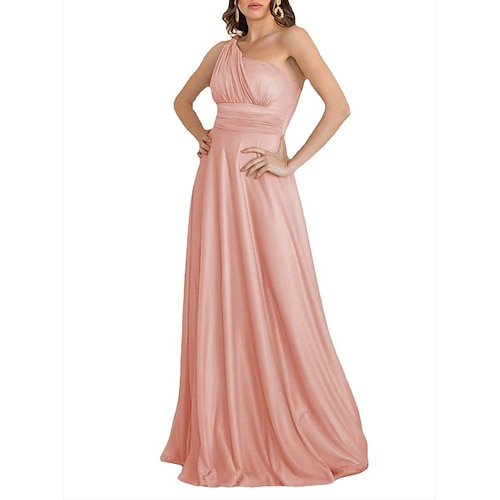 

Women's Party Dress Swing Dress Maxi long Dress Pink Sleeveless Pure Color Backless Cold Shoulder Fall Winter One Shoulder Stylish Modern 2022 S M L XL
