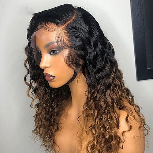 

Unprocessed Virgin Hair 13x4 Lace Front Wig Bob Side Part Peruvian Hair Curly Multi-color Wig 130% 150% Density with Baby Hair Ombre Hair Natural Hairline 100% Virgin Pre-Plucked For wigs for black
