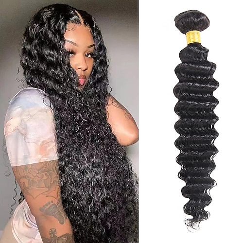 

Brazilian Hair 1 Bundle Deep Wave 7A Natural Black Hair Curtain 100G 8-28 single piece