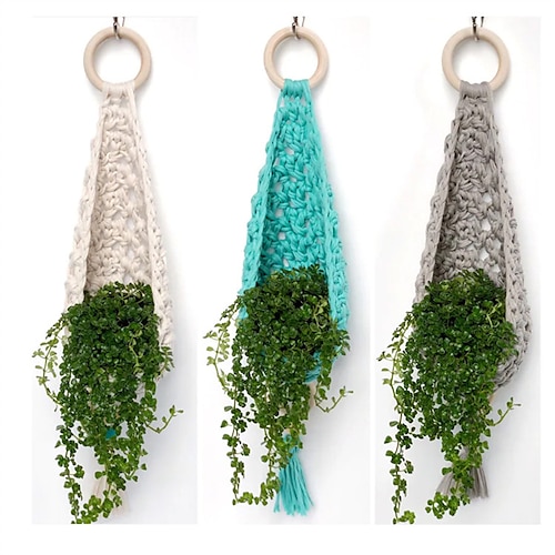 

Nordic Style Hand-woven Plant Hanging Net Bag Indoor Outdoor Hanging Basket Hanging