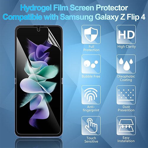 

Galaxy Z Flip 4 Screen Protector 2 Pack Hydrogel Film Screen Protector for Samsung Galaxy Z Flip 4 Soft EPU Screen Protector Full Covered High Definition Scratch Self Recovery Bubble Free