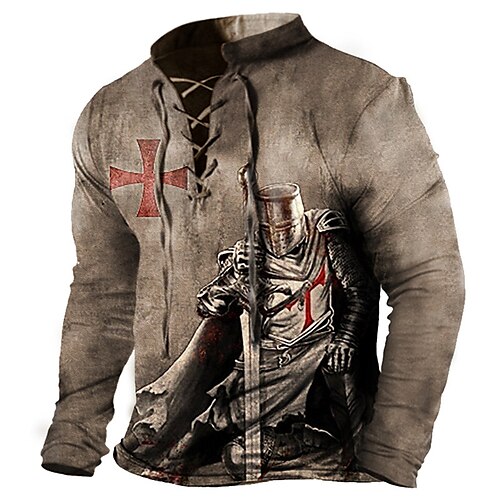 

Men's Unisex Sweatshirt Pullover Coffee Standing Collar Knights Templar Graphic Prints Lace up Print Casual Daily Sports 3D Print Streetwear Designer Casual Spring & Fall Clothing Apparel Knight