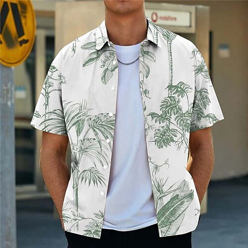 

Men's Shirt Graphic Shirt Coconut Tree Turndown White 3D Print Outdoor Street Button-Down Print Clothing Apparel Fashion Designer Casual Breathable / Summer / Spring / Summer