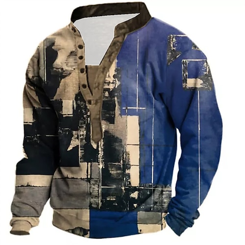 

Homens Unisexo Moletom Estacionar Moletom com capuz Azul Colarinho Clerical Bloco de cor Estampas Abstratas Imprimir Casual Diário Esportes Impressão 3D Roupa de rua Designer Casual Primavera Outono