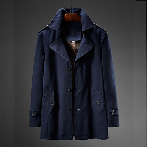 

Homme Manteau d'hiver Trench Manteau court Entreprise Casual Hiver Automne Coton Coupe Vent Vêtements d'extérieur Vêtement Tenue à la mode Classique Intemporel non imprimable Couleur unie Poche Col