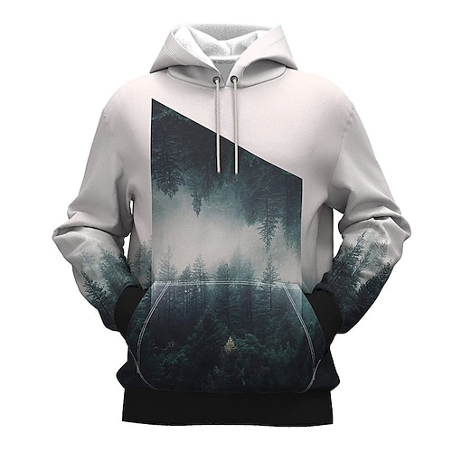 

Men's Unisex Pullover Hoodie Sweatshirt White Hooded Tree Graphic Prints Print Daily Sports 3D Print Streetwear Designer Casual Spring & Fall Clothing Apparel Hoodies Sweatshirts Long Sleeve