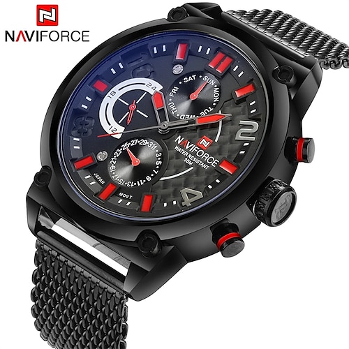 

NAVIFORCE Luxury Brand Men Stainless Steel Analog Watches Men's Quartz 24 Hours Date Clock Man Fashion Casual Sports Wirst Watch