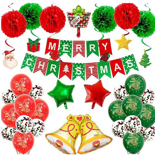 

New Christmas Balloon Set With Aluminum Wrap Balloon Decoration Santa Pendant