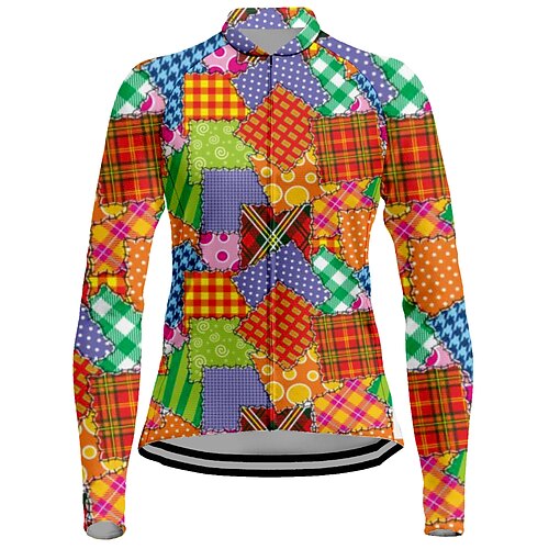 

21Grams Men's Cycling Jersey Long Sleeve Bike Top with 3 Rear Pockets Mountain Bike MTB Road Bike Cycling Breathable Quick Dry Moisture Wicking Reflective Strips Red Geometic Polyester Spandex Sports