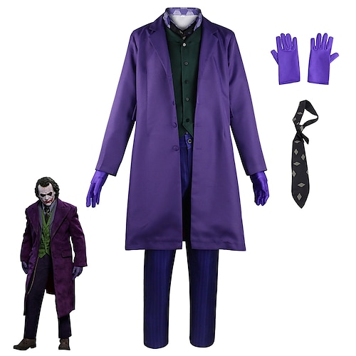 

Joker Batman Coat Outfits Masquerade Men's Movie Cosplay Cosplay Purple Coat Vest Blouse Masquerade Polyester / Pants / Gloves / Tie / Pants / Gloves