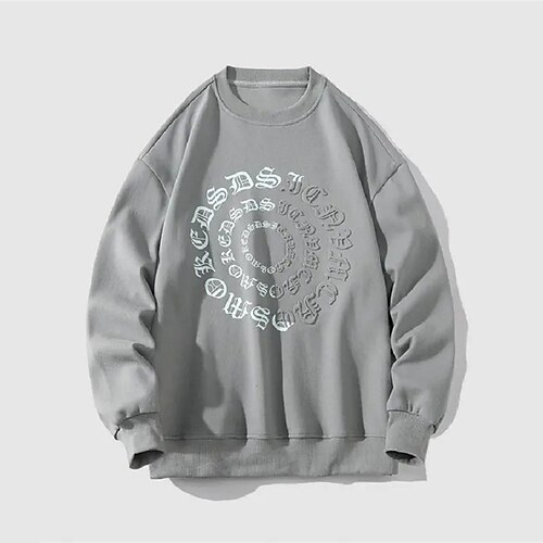 

Men's Sweatshirt Pullover Graphic Letter Print Daily Holiday Going out Hot Stamping Streetwear Casual Hoodies Sweatshirts Long Sleeve Black Light gray / Winter / Fall / Winter
