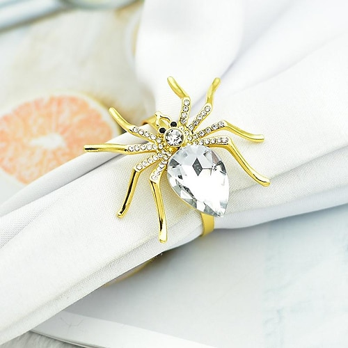 

Halloween Spider Shape Napkin Rings Metal Gold Napkin Holder Table Napkin Rings for Dinning Table Parties Everyday