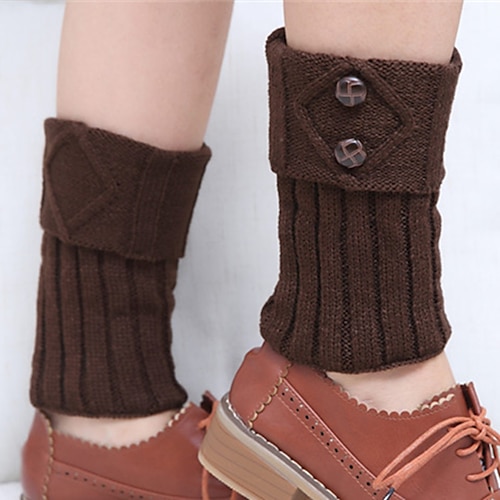 

Women's Crew Socks Leg Warmers Boot Cuffs Home Office Daily Solid Color Knit Simple Boho / Bohemian Warm 1 Pair
