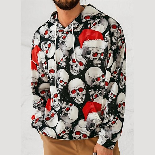 

Men's Unisex Pullover Hoodie Sweatshirt Hooded Skull Graphic Prints Print Daily Sports 3D Print Streetwear Designer Casual Clothing Apparel Hoodies Sweatshirts Long Sleeve Red