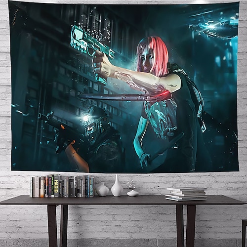 

Inspiriert von Cyberpunk, großer Wandteppich, Kunstdekor, Decke, Vorhang, zum Aufhängen, Zuhause, Schlafzimmer, Wohnzimmer, Dekoration, Polyester