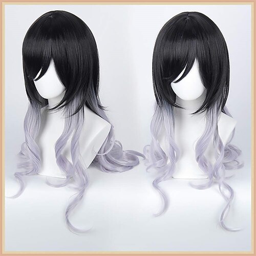 

Synthetic Wig Kashiwazaki Shiori Princess Connect! Re Dive Curly With Bangs Wig Long Black / Purple Synthetic Hair Women's Soft Easy to Carry Fashion Black Purple