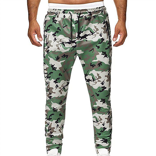 

Men's Joggers Trousers Casual Pants Drawstring Elastic Waist Camouflage Comfort Breathable Casual Daily Streetwear Sports Fashion Camouflage Green Micro-elastic / Elasticity